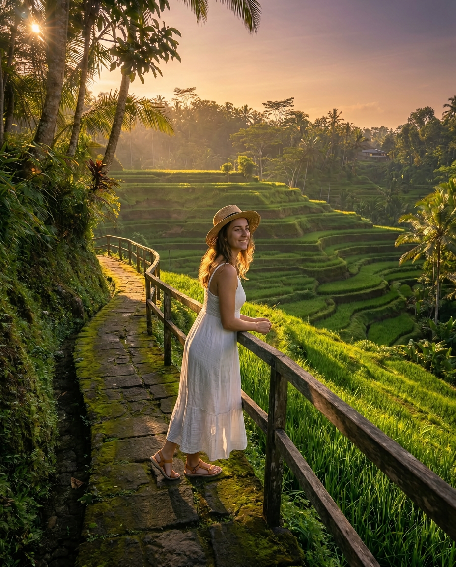 Pose guide: Bali Rice Terraces